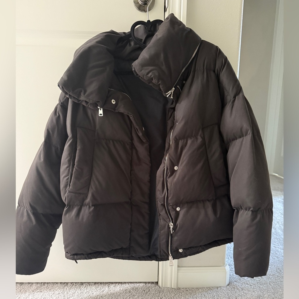 allsaints piper puffer coat black